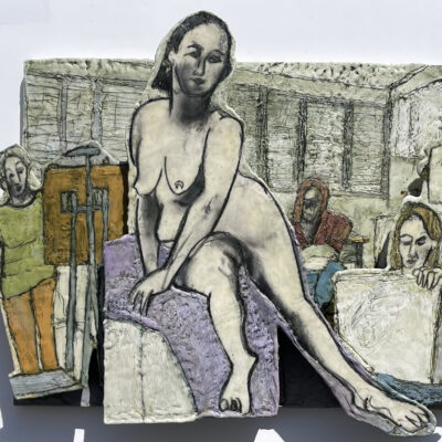 Life Drawing, bas relief by Marcie Wolf-Hubbard