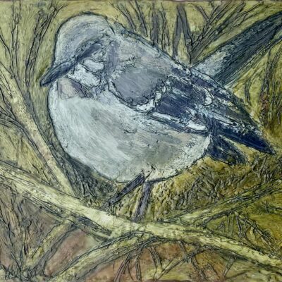 Mockingbird (Encaustic) by Marcie Wolf-Hubbard